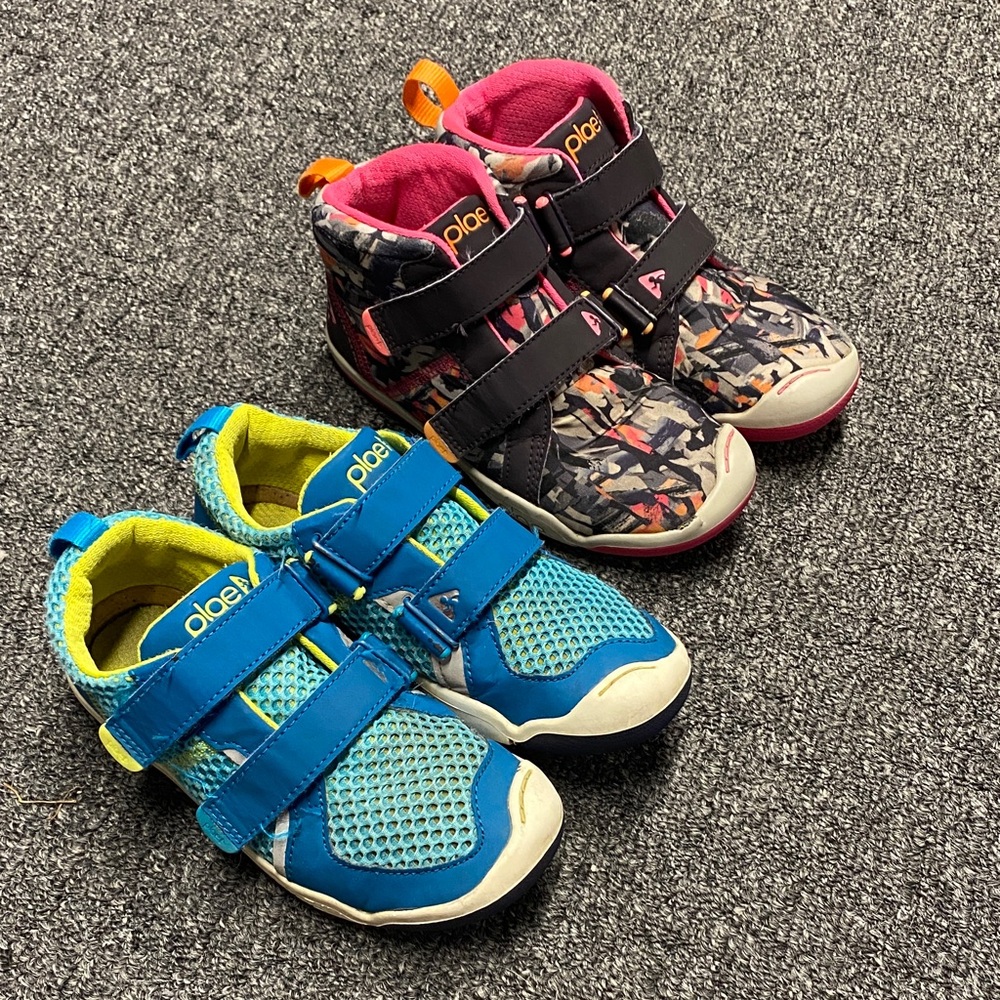 PLAE Kids Sneakers - girls 13 toddler, 2 pair. Blue and Multicolor